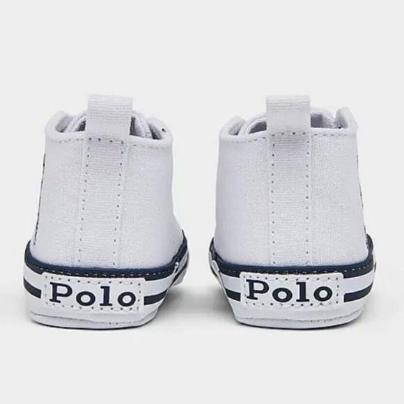 Polo Ralph Lauren Hamptyn Basketball Bear Hi Top Sneakers White Infant - Picture 5 of 6